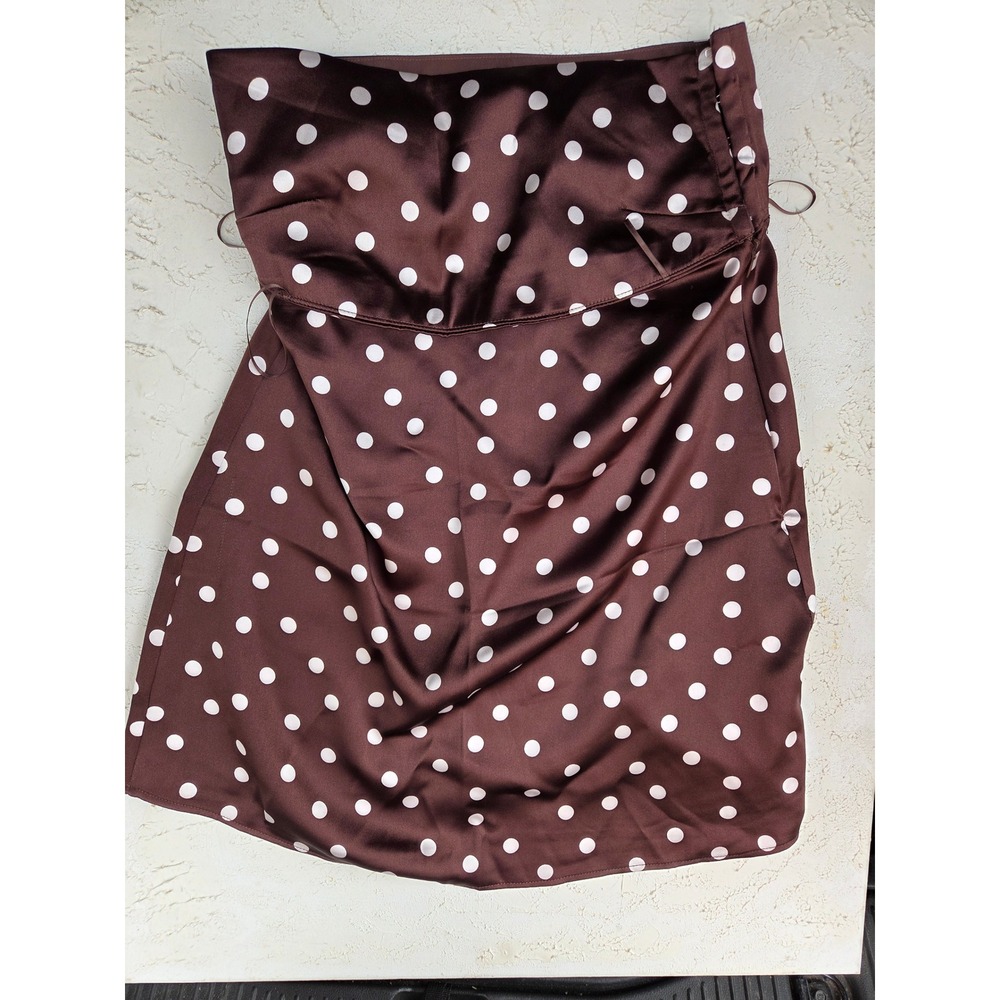 Blenca Brown Polka Dot Satin Mini Skirt High Waisted AC251221JC-1 Size S